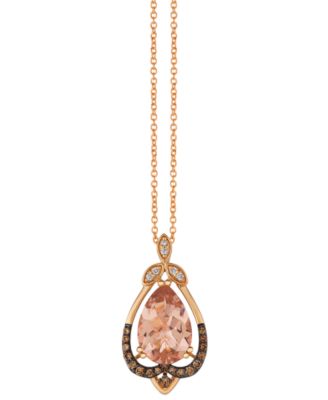 Le Vian - Peach Morganite (2-1/3 ct. t.w.) & Diamond (1/8 ct. t.w.) Teardrop 18" Pendant Necklace in 14k Strawberry Gold