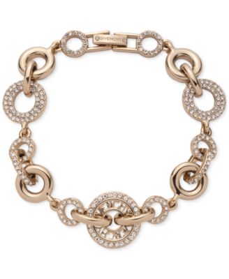 Givenchy - Gold-Tone Pav&eacute; Logo Link Flex Bracelet