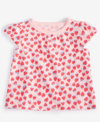 First Impressions - Baby Girls Strawberry-Print T-Shirt