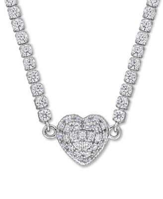 Macy's - Moissanite Heart Pendant 17" Necklace (10-5/8 ct. t.w.) in Sterling Silver