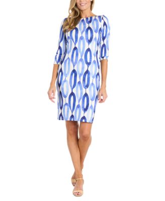 R & M Richards - Petite Printed U-Back 3/4-Sleeve Dress