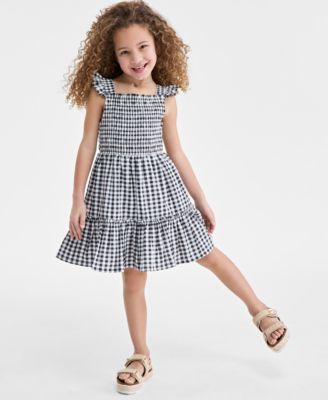 On 34th - Gingham Tiered Smocked Dress - Little Girl