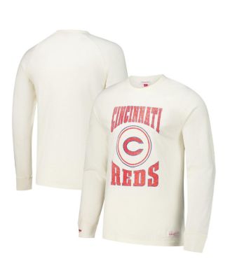 Mitchell & Ness - Men's Cream Cincinnati Reds Arched Logo Slub Long Sleeve T-Shirt