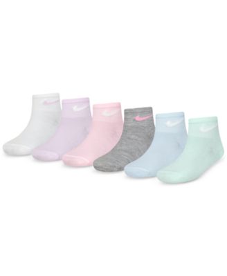 Nike - Big Girls Metallic Swoosh Quarter Socks, Pack of 6