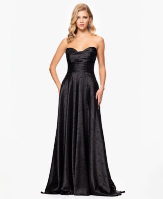 Blondie Nites - Juniors' Jacquard Strapless Sweetheart Gown
