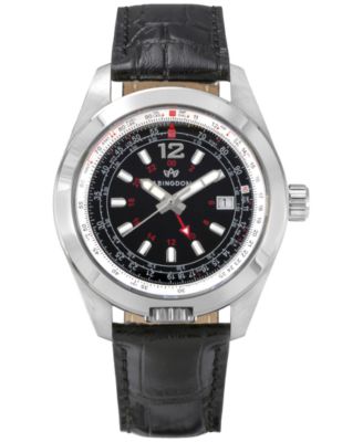Abingdon Co. - Women's GMT Swiss Multifunctional Black Leather Strap Watch 40mm