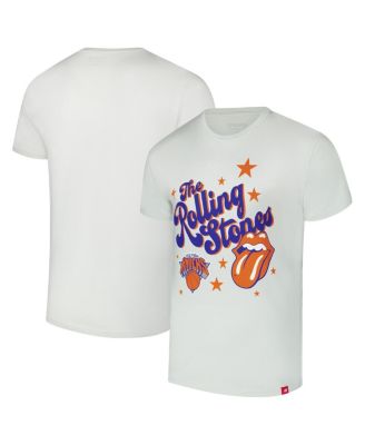 Sportiqe - Men's and Women's White Rolling Stones x Golden State Warriors Bingham Collab T-Shirt
