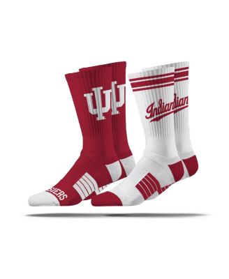Strideline - Men's and Women's White/Crimson Indiana Hoosiers Two-Pack Premium Knit Crew Socks Set