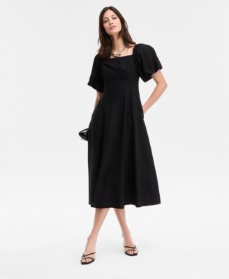 I.N.C. International Concepts - Women's On/Off-The-Shoulder Puff-Sleeve Midi Dress