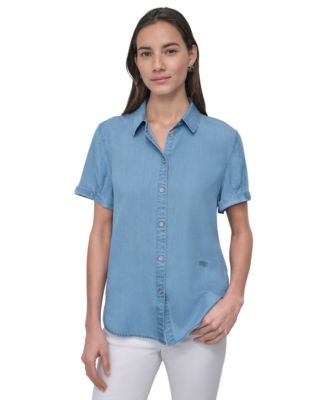 DKNY Jeans - Women's Rolled-Sleeve Button-Up Shirt