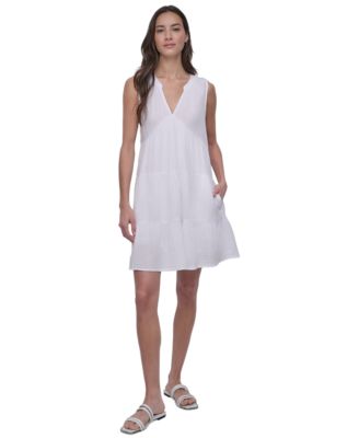 DKNY Jeans - Women's Cotton Gauze Sleeveless Mini Dress