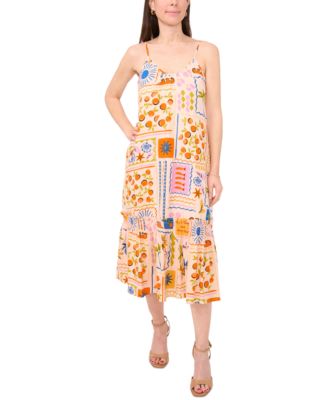 Sam & Jess - Petite Printed Smocked-Hem Midi Dress