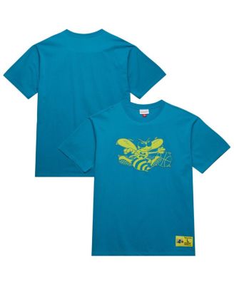 Mitchell & Ness - Men's Teal Charlotte Hornets Hardwood Classics Neon Nights Premium T-Shirt