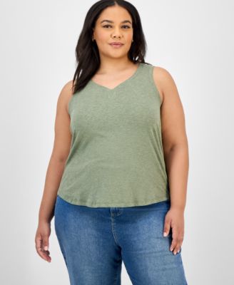 Democracy - Trendy Plus Size V-Neck Tank Top