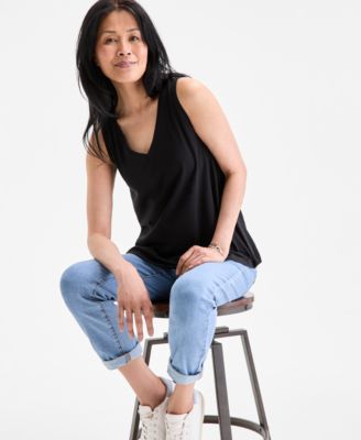 Style & Co - Women's Solid-Color Jersey V-Neck Tank Top