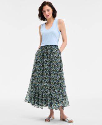 On 34th - Women's Floral Tiered Midi Skirt