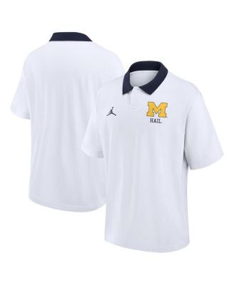 Jordan - Men's White Michigan Wolverines Jersey Polo Shirt