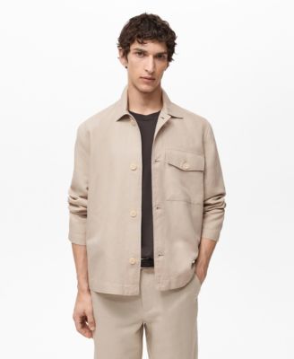 MANGO - Men's Straight-Fit Linen Overshirt