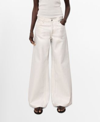 MANGO - Women's Metallic-Finish Wide leg Jeans