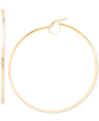 Italian Gold - Skinny Extra-Large Hoop Earrings in 10k Gold, 70mm