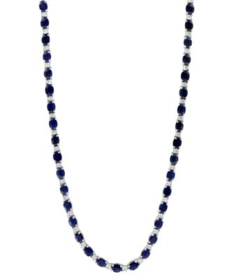 EFFY Collection - Sapphire (12-3/4 ct. t.w.) & Diamond (1/5 ct. t.w.) 18" Collar Necklace in Sterling Silver