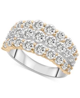 Macy's - Diamond Triple Row Ring (3 ct. t.w.) in 14k Two-Tone Gold