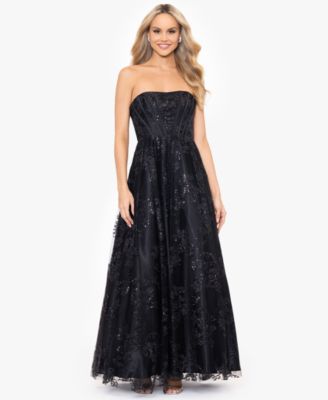 Blondie Nites - Juniors' Glittered Strapless Corset Gown