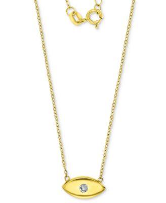 Macy's - Cubic Zirconia Polished Evil Eye Pendant Necklace in 14k Gold-Plated Sterling Silver, 16" + 2" extender