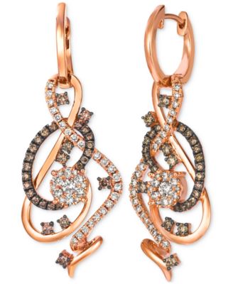 Le Vian - Chocolate Diamond & Nude Diamond Swirl Drop Earrings (1-1/2 ct. t.w.) in 14k Rose Gold