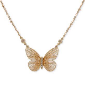 lonna & lilly - Gold-Tone Pav&eacute; Butterfly Pendant Necklace, 16" + 3" extender