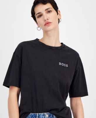 BOSS Orange - Women's Cotton Logo Relaxed Crewneck T-Shirt