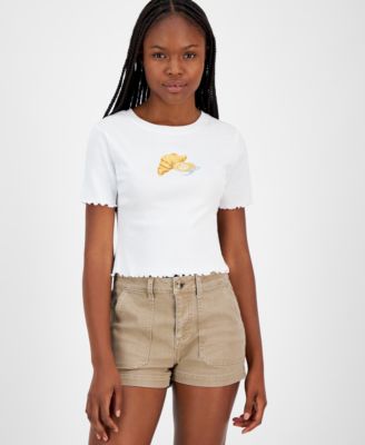 Grayson Threads, The Label - Juniors' Croissant-Print Shrunken-Fit T-Shirt
