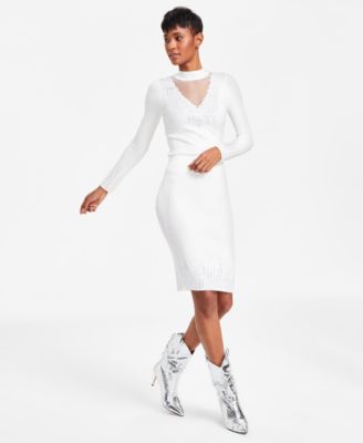 GUESS - Women's Alice Rhinestone Rib-Knit Pencil Skirt