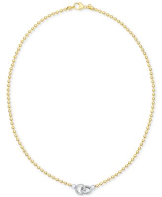 Macy's - Diamond Interlocking Circle Bead Link 18" Collar Necklace (1/5 ct. t.w.) in 14k Gold-Plated Sterling Silver