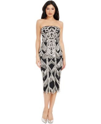 Dress the Population - Women's Viviana Sequined Fringe Dress