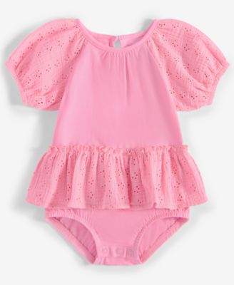 First Impressions - Baby Girls Eyelet-Detail Sunsuit