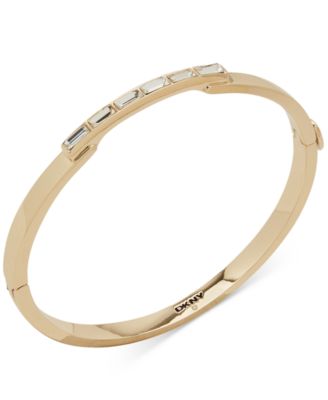 DKNY - Gold-Tone Crystal Baguette Linear Polished Bangle Bracelet