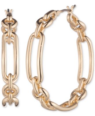 Lauren Ralph Lauren - Gold-Tone Link Medium Hoop Earrings, 1.3"