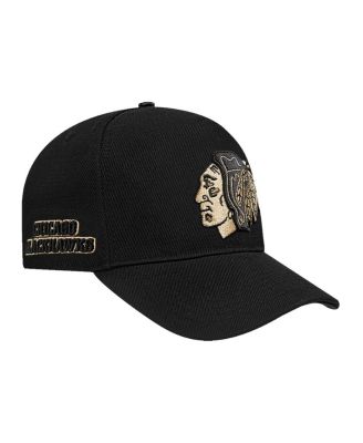 Pro Standard - Men's Black Chicago Blackhawks Metallic Logo Pinch Front Adjustable Hat