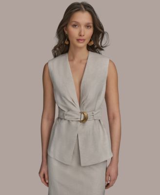 Donna Karan New York - Women's Belted Linen-Blend Vest