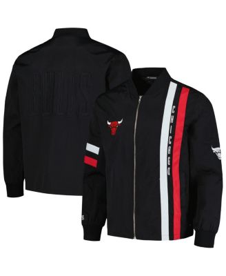 The Wild Collective - Men's and Women's Black Chicago Bulls Stitch Applique Full-Zip Bomber Jacket