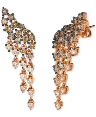 Le Vian - Chocolate Ombr&eacute; Diamond Cascading Cluster Drop Earrings (2 ct. t.w.) in 14k Rose Gold