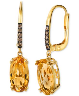 Le Vian - Chocolatier&reg; Cinnamon Citrine&reg; (3-3/4 ct. t.w.) & Chocolate Diamond&reg; (1/10 ct. t.w.) Earrings in 14k Yellow Gold
