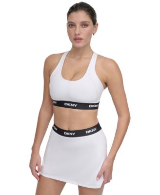 DKNY - Women's Logo-Band Scoop-Neck Racerback Sports Bra