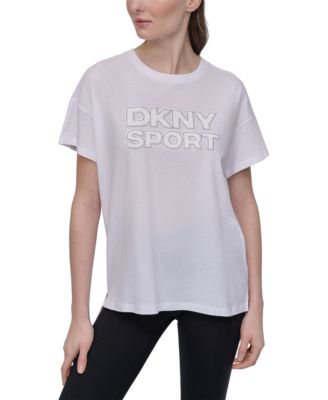 DKNY - Women's Rhinestone-Logo Drop-Shoulder T-Shirt