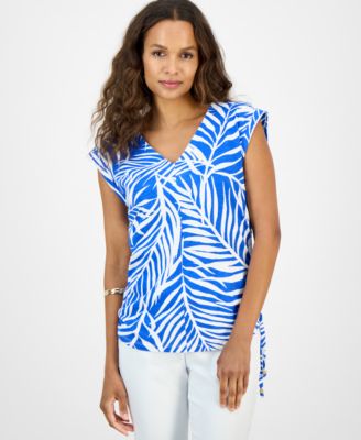 I.N.C. International Concepts - Petite Printed Cotton Blouse