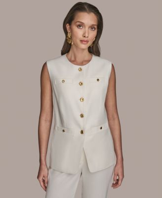 Donna Karan New York - Women's Linen-Blend Collarless Vest