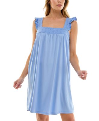Roudelain - Women's Eyelet-Knit Ruffled-Edge Sleep Dress
