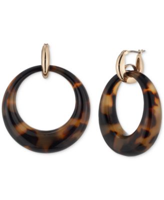 Lauren Ralph Lauren - Gold-Tone Tortoise Shell-Look Doorknocker Drop Earrings
