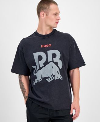 Hugo Boss - Men's Washed Fanwear Oversized Short Sleeve Crewneck Bull Graphic T-Shirt